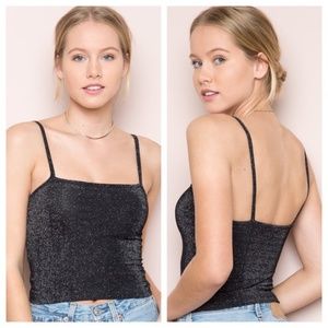 BRANDY MELVILLE TESSA GLITTER TANK IN BLACK